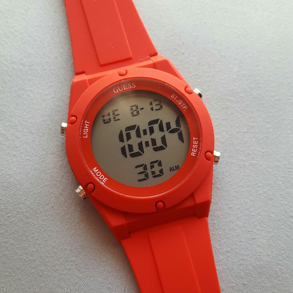 Men's NWOT Guess Red Silicone Digital Watch